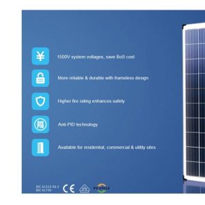 پنل خورشیدی مدل DoubleGlass ظرفیت ۲۶۵ وات -ETsolar